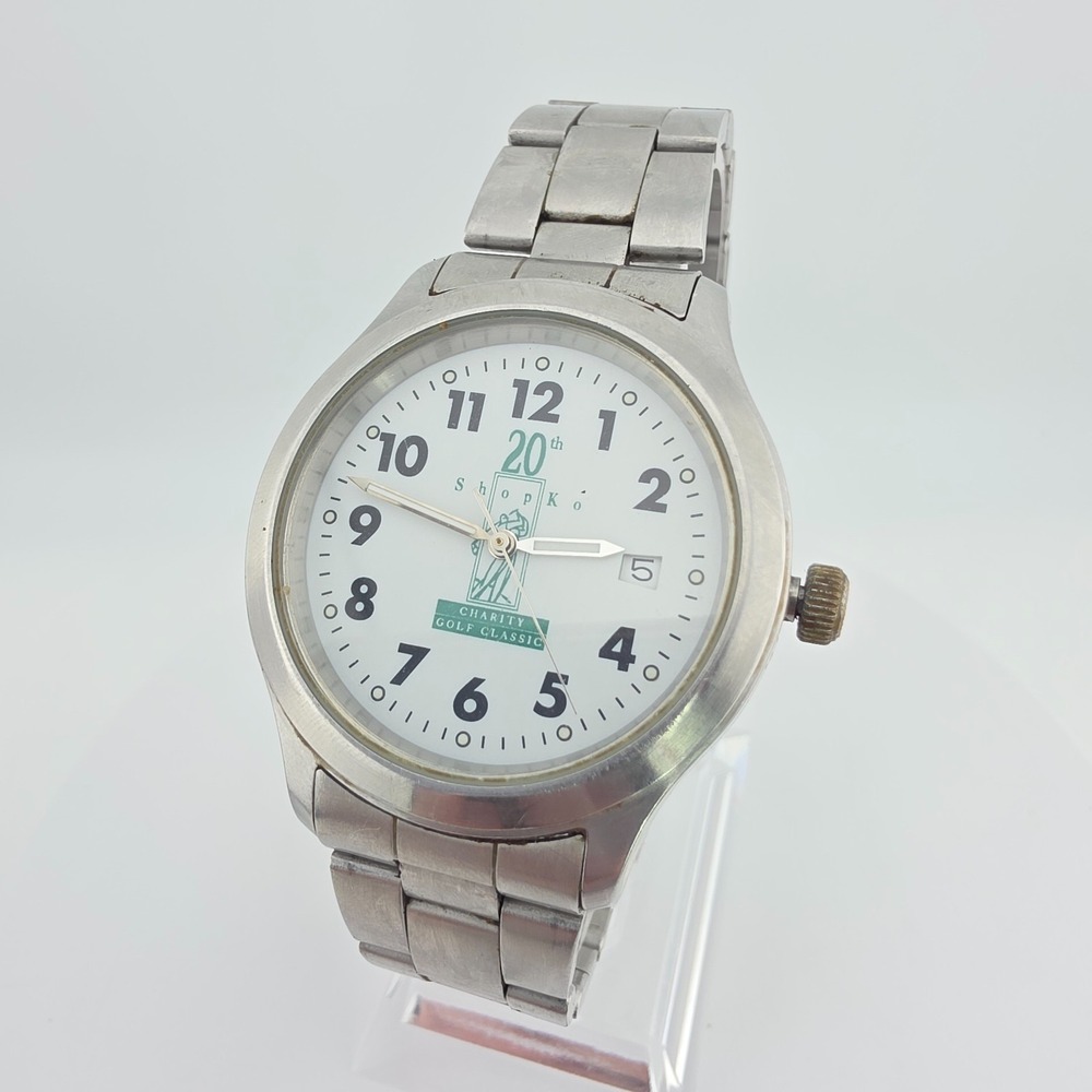 Vtg Timex Mens Watch ShopKo 20th Charity Golf Classic Stainless Steel 7.75"